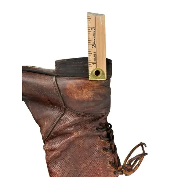 Bed Stu Cheshire Womens Boots Perforated Tie Back Size 9 Benchmade Cognac - Picture 10 of 13